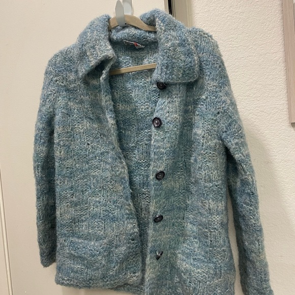 Vintage Avocado Handweavers 100% hand knitted pure wool cardigan sweater Medium - Picture 11 of 11